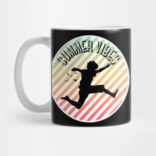 Summer vibes jumping boy and birds Mug